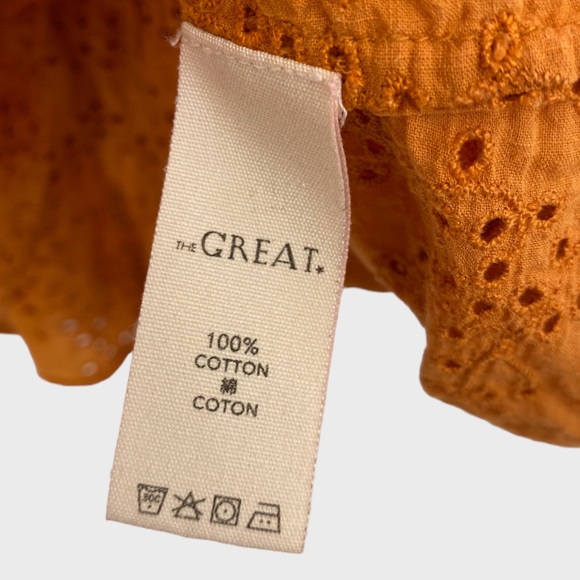 The Great. Orange Ruffle Eyelet Top Size Medium/Large - Picture 6 of 8